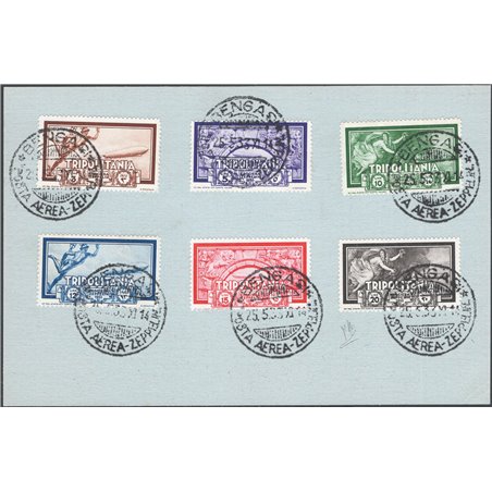 Tripolitania 1933 P.A. Zeppelin serie n° 22/27 Cert. CiBaFil Cat. € 1.650 (U)