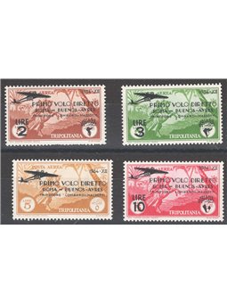 Tripolitania 1934 P.A. 1st Flight Rome–Buenos Aires series no. 30/33 Cat. €75 (**)