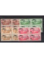 Tripolitania 1934 P.A. 1st Flight Rome–Buenos Aires series no. 30/33 in a block of four corner of sheet Biondi Cert. Cat. €300++