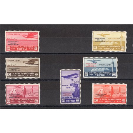 Tripolitania 1934 P.A. Oasis Circuit series no. 34/40. Signed Bolaffi certified by CiBaFil Cat. €3,500 (**)