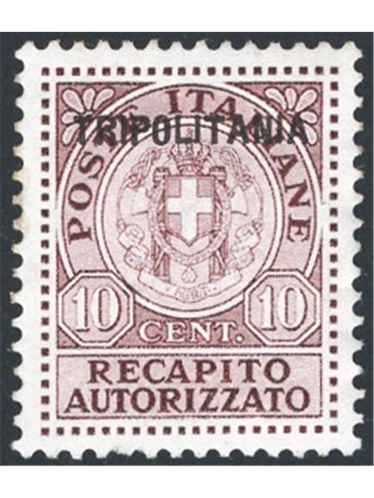 Tripolitania 1931 Authorised delivery 10 c. reddish-brown overprinted no. 1 Cat. €100 (**)