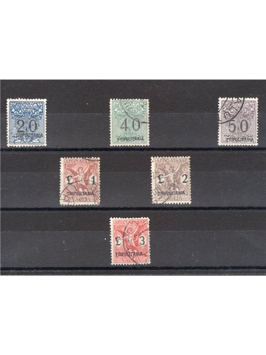 Tripolitania 1924 Segnatasse vaglia soprast. serie n° 1/6 Cert. Biondi Cat. € 1.650 (U)