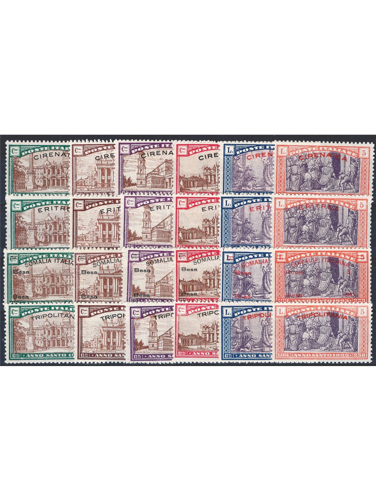 Colonial Rounds 1925 Holy Year: the round of the 4 colonies Cat. €400 (**)