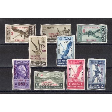 East Africa 1942 Overprint “British Occupation Postage” and new denomination series no. 1/9 CiBaFil Cert. AD Cert. Cat. € 6,000
