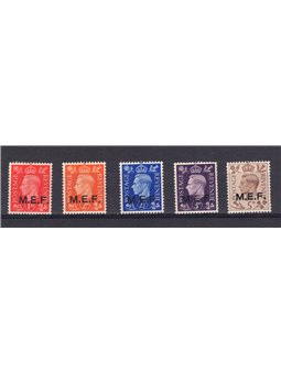 Foreign Occupation of the Colonies – British Occupation M.E.F. 1942 Great Britain stamps from 1937/38 with overprint in black “M