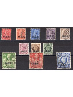 M.E.F. 1943/47 Francobolli di Gran Bretagna Giorgio VI con soprast. "M.E.F." serie n° 6/16 Cat. € 120 (U)