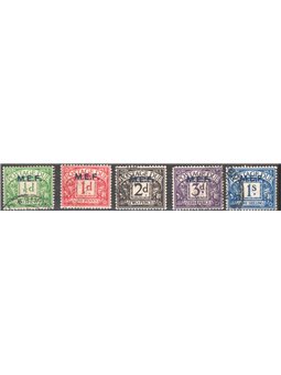 M.E.F. 1942 Segnatasse di Gran Bretagna con soprast. "M.E.F." serie n° 1/5 Cat. € 50 (U)
