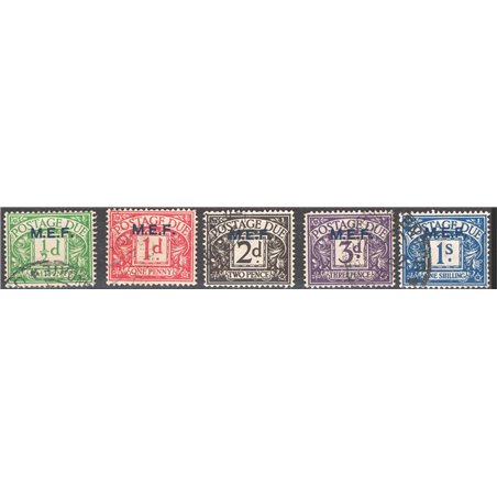 M.E.F. 1942 Great Britain revenue stamps with overprint “M.E.F.” series no. 1/5 Cat. €50 (U)