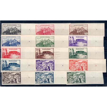 Fezzan and Ghadames 1946 Definitive imperforated series no. 1/15 Cat. €1,300 (**)