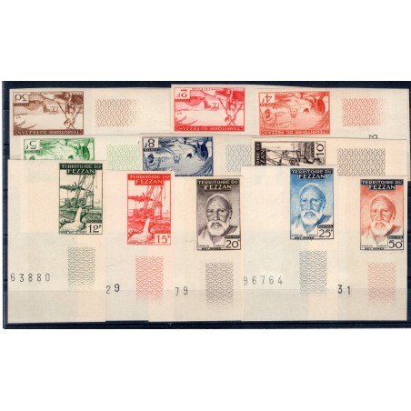 Fezzan 1951 Second issue imperforated sheet corner with sheet number series no. 29/40 Cat. €1,300 (**)