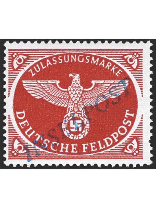 Egeo 1944 Franchigia militare Inselpost bruno rosso dent. 13¾ con soprast. in azzurro n° 6. Firm. Oliva ED Cert. Biondi Cat. € 5