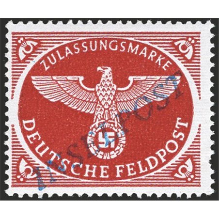 Aegean 1944 Military postage ‘Inselpost’ reddish-brown perforation 13¾ with overprint in light blue No. 6. Signed Oliva ED; Bion