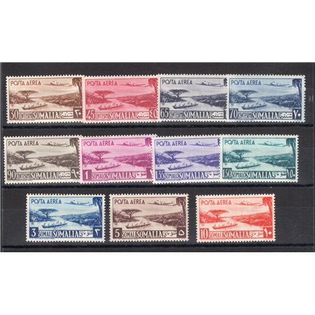Somalia Afis 1950/51 P.A. Aereo e Vedute serie n° 1/11 Cert. CiBaFil Cat. € 750 (**)