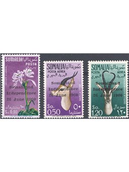 Somalia 1960 Somalia Afis stamps overprinted “Somaliland Independence 26 June 1960” to mark full independence series no. 1 + P.A