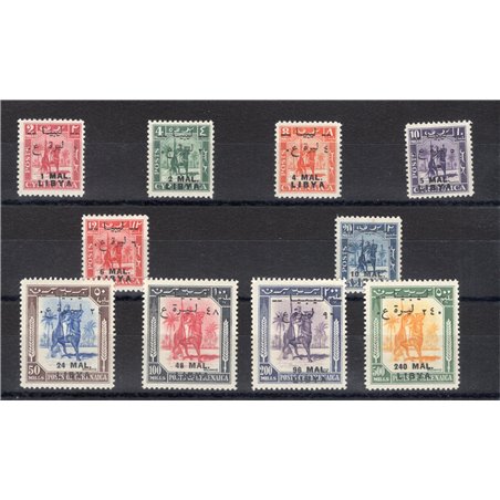 Libya: Issues for Tripolitania 1951 Senussi Knight series no. 24/ 33 Certified by CiBaFil Cat. €280 (**)