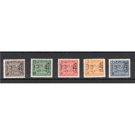 Libia Emissioni per la Tripolitania 1951 Segnatasse Postage due serie n° 8/12 Cert. CiBaFil Cat. € 300 (**)