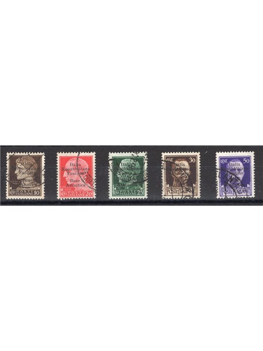 Atlantic Base 1943 Imperial overprint no. 6 + 8/11 with original base cancellations. Signed Oliva. Cert. CiBaFil Cat. €1,000 (U)