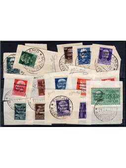 Teramo 1944 ‘Imperiale’ and ‘Pegaso’ overprint series no. 1/16 on fragments. Signed by Chia certified by Biondi catalogue price 