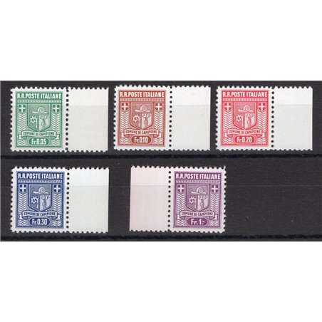 Campione 1944 Stemmi serie n° 1/5 dent. 11 Cat. € 250 (**)