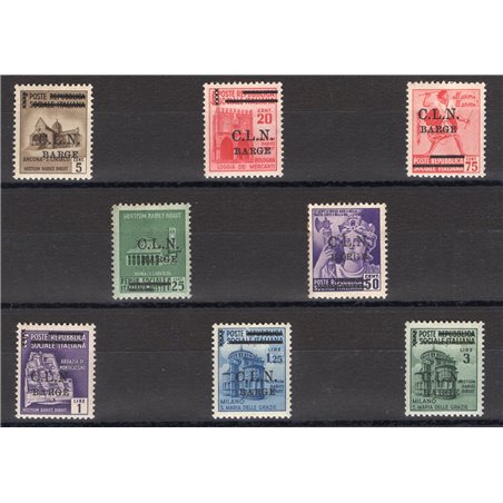 Emissioni  Barge 1945 Monumenti distrutti serie n° 1/8 Cert. CiBaFil Cat. € 2.750 (**)