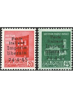 Emissioni  Imperia 1945 Monumenti distrutti serie n° 22/23 Cert. Biondi Cat. € 3.500 (**)
