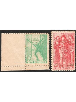 Emissioni  Parma 1945 Posta partigiana serie n° 1/2 Cert. CiBaFil Cat. € 1.125 (**)