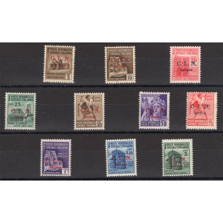 Issues Savona 1945 Destroyed Monuments series no. 1/10 Biondi Certificate Cat. €1,125 (**)