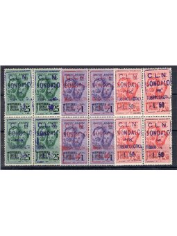 Emissioni  Sondalo 1945 Fratelli Bandiera soprast. CEI serie n° 1/3 in quartina Cert. Biondi Cat. € 12.000++ (**)