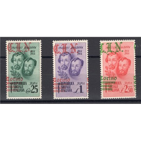 Issues Turin Fratelli Bandiera overprinted CEI series no. 32/34 Biondi Cert. Cat. €1,600 (**)