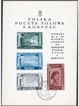 Polish Corps 1946 BF Polish Victories on thick white paper ungummed as issued and with the usual stamp at the bottom no. 1Aa Cer