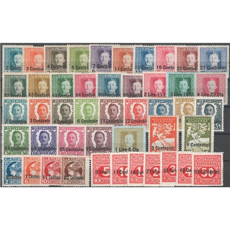 Austrian-Occupied Italy 1918 The collection comprising ordinary post express post newspapers and tax stamps No. 1/19 + 20/33 + R