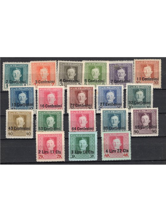 Friuli e Veneto 1918 Soprast. serie n° 1/19 Cat. € 150 (**)