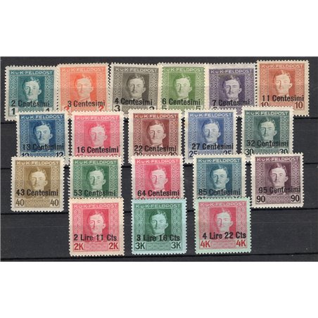 Friuli and Veneto 1918 Overprinted series no. 1/19 Cat. €150 (**)