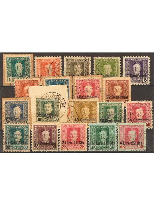 Friuli and Veneto 1918 Overprinted series No. 1/19 Cat. €250 (U)