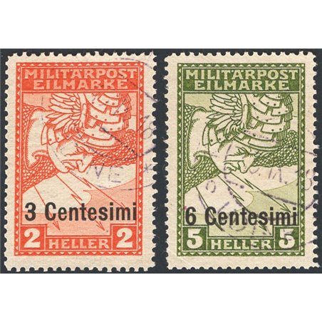 Friuli e Veneto 1918 Espressi di Bosnia soprast. serie n° 1/2 Cert. CiBaFil Cat. € 550 (U)