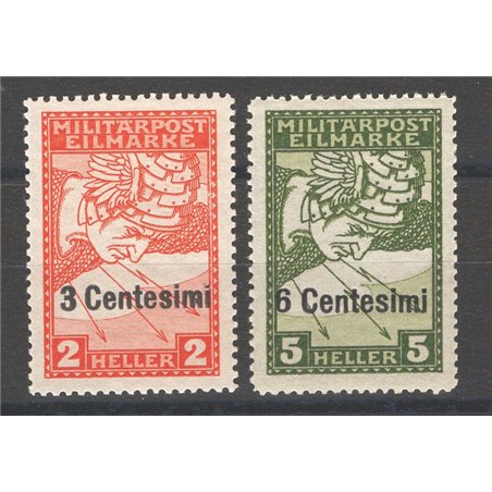 Friuli e Veneto 1918 Espressi di Bosnia soprast. serie n° R1/R2 Cat. € 150 (**)