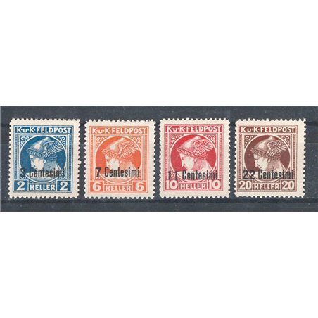 Friuli e Veneto 1918 Francobolli per giornali di Ungheria soprast. serie n° 1/4 Cat. € 75 (**)