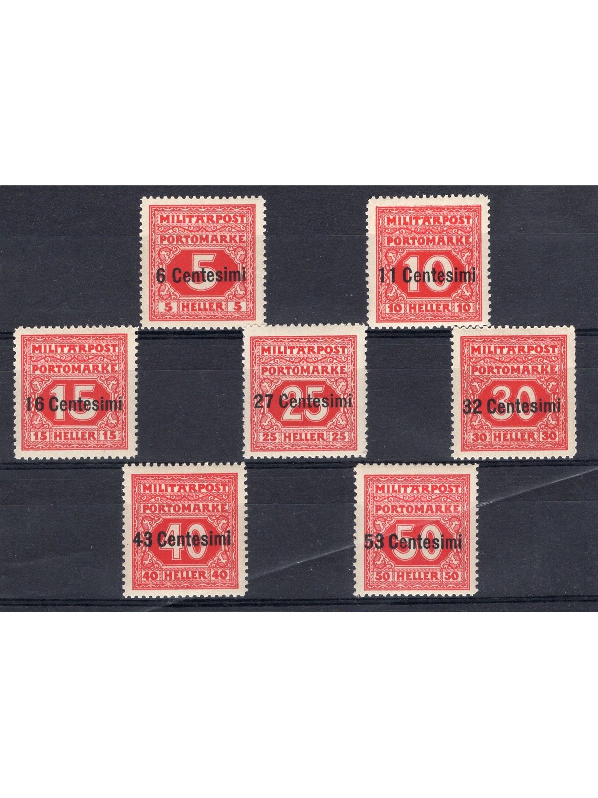 Friuli and Veneto 1918 Bosnian tax stamps overprinted 1/7 CiBaFil Cert. Cat. €250 (**)
