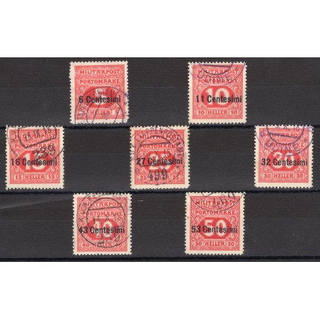 Friuli and Veneto 1918 Bosnian tax stamps overprinted series No. 1/7 Cat. €200 (U)