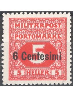 Friuli and Veneto 1918 Bosnian tax stamps overprinted 6 c. on 5 h. red perforated 11½ no. 1ab Cat. €195 (**)