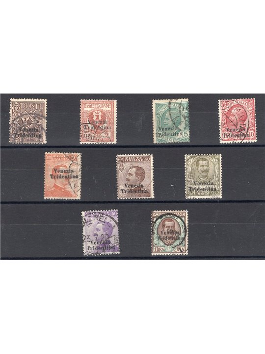 Trentino-Alto Adige 1918 Overprint series no. 19/27 Biondi Certificate Cat. €1,500 (U)