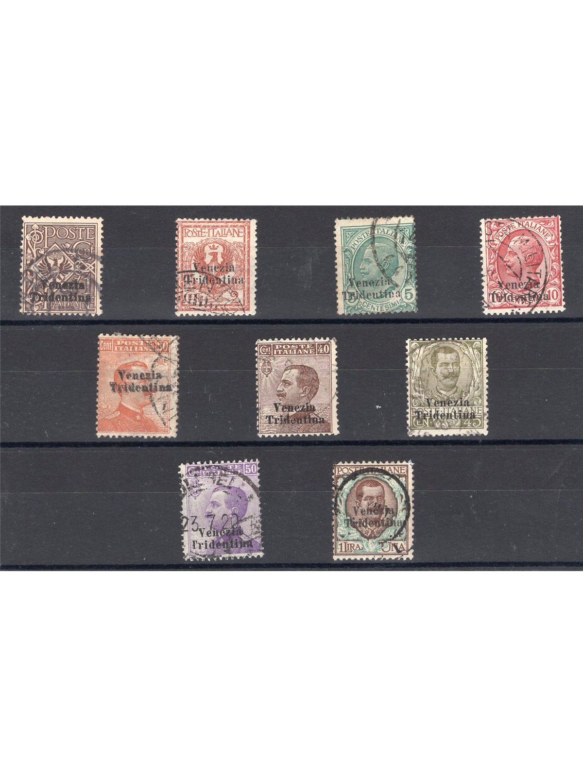 Trentino-Alto Adige 1918 Overprint series no. 19/27 Biondi Certificate Cat. €1,500 (U)