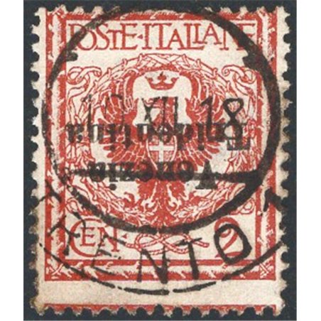 Trentino Alto Adige 1918 Floreale 2 c. rosso bruno con soprast. capovolta n° 20aa Cert. CiBaFil Cat. € 300 (U)