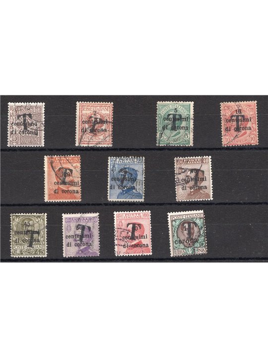 Trentino 1918/19 Trento and Trieste overprinted with a black “T” series no. BZ1 11/19A Biondi Certificate Cat. €690 (U)