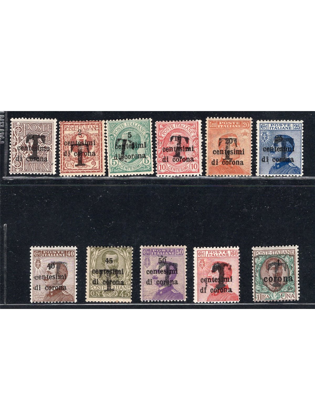 Trentino 1918/19 Trento and Trieste overprinted with a black “T” series no. BZ1 11/19A CiBaFil certified Cat. € 717 (**)