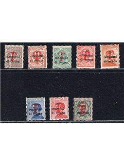 Trentino 1918/19 Trento and Trieste overprinted with a red “T” no. BZ1 20/27 CiBaFil certified CiBaFil Cat. €787 (**)