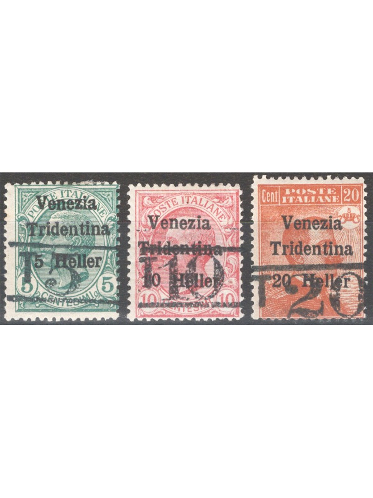 Trentino 1918/19 Venezia Tridentina con soprast. "T" serie n° BZ3 11/13 Cert. Biondi Cat. € 680 (*)