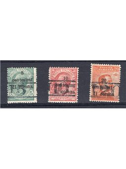 Trentino 1918/19 Francobolli di Trento e Trieste con soprast. "T" serie n° BZ3 14/16 Cert. Biondi Cat. € 680 (*)