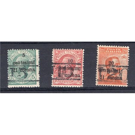 Trentino 1918/19 Stamps of Trento and Trieste with overprint ‘T’ series no. BZ3 14/16 Biondi Certificate Cat. €680 (*)
