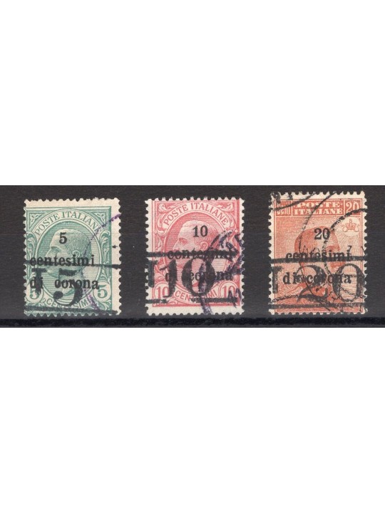 Trentino 1918/19 Francobolli di Trento e Trieste con soprast. "T" serie n° BZ3 14/16 Cert. Biondi Cat. € 820 (U)